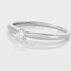 Bague Solitaire Or Blanc Flora Diamant