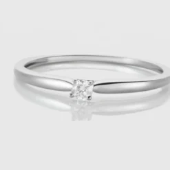 Bague Solitaire Or Blanc Flora Diamant