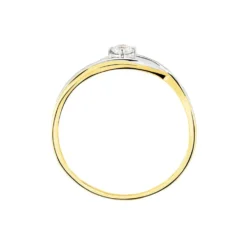 Bague Solitaire Peline Or Bicolore Oxyde De Zirconium