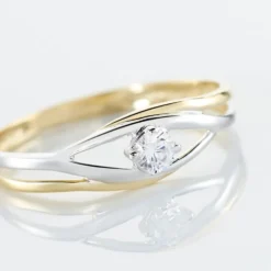 Bague Solitaire Peline Or Bicolore Oxyde De Zirconium