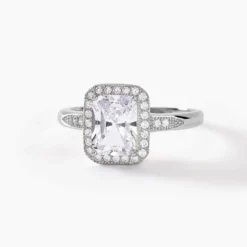 Bague Solitaire Pilar Argent Blanc Oxyde De Zirconium