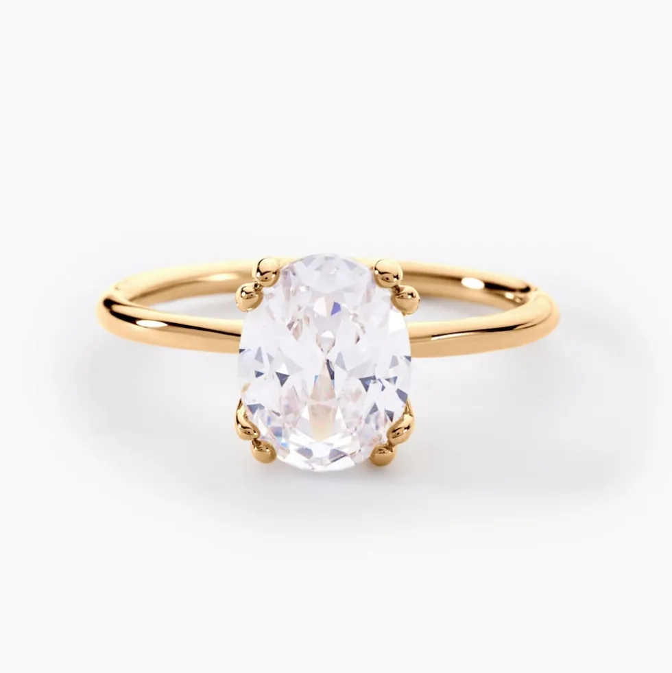 Bague Solitaire Plaqué Or Liber Oxyde De Zirconium