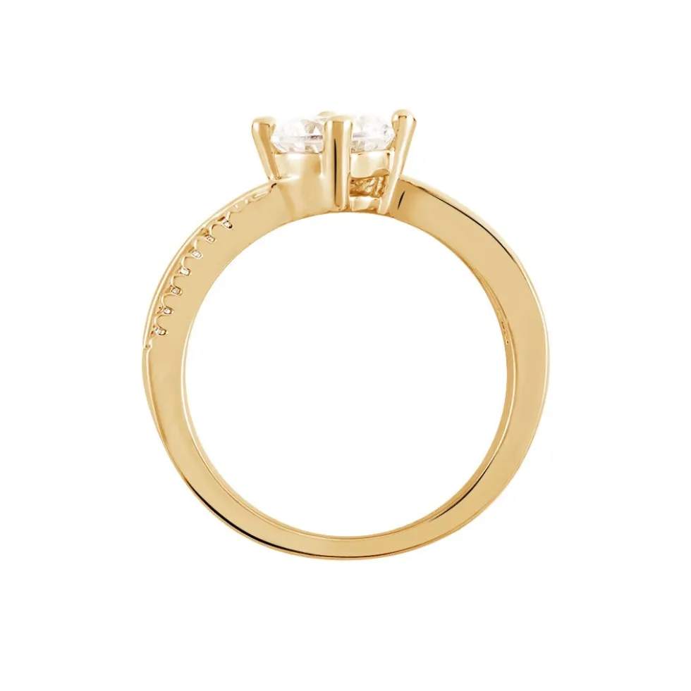 Bague Solitaire Sarah-lee Plaqué Or Jaune Oxyde De Zirconium