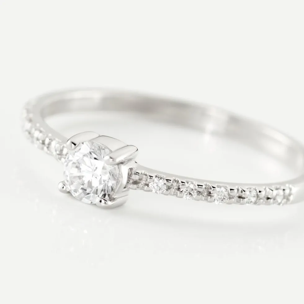 Bague Solitaire Servana Or Blanc Oxyde De Zirconium