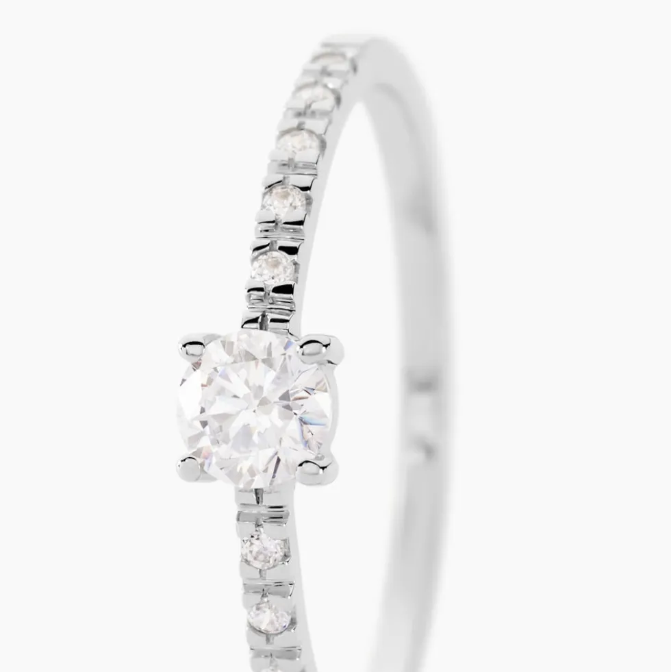 Bague Solitaire Servana Or Blanc Oxyde De Zirconium