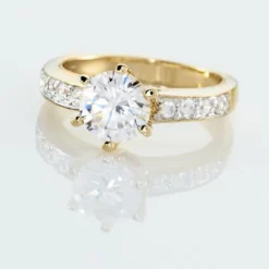 Bague Solitaire Stevie Plaqué Or Jaune Oxyde De Zirconium
