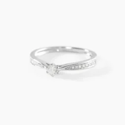 Bague Solitaire Symphonie Or Blanc Diamant