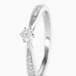 Bague Solitaire Symphonie Or Blanc Diamant