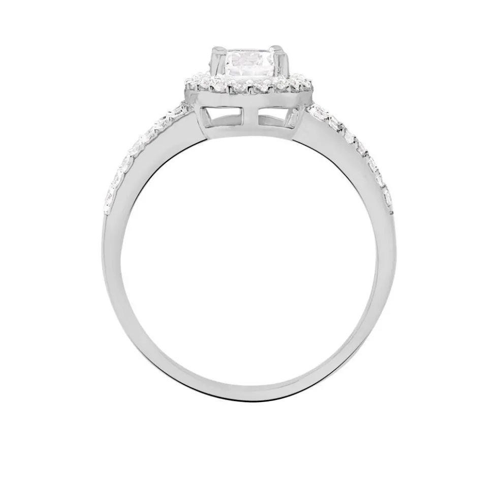 Bague Solitaire Titemae Argent Blanc Oxyde De Zirconium