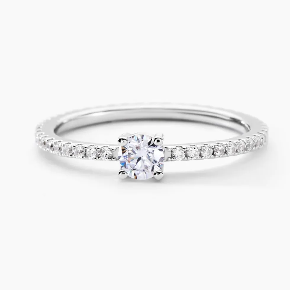 Bague Solitaire Ursi Argent Blanc Oxyde De Zirconium