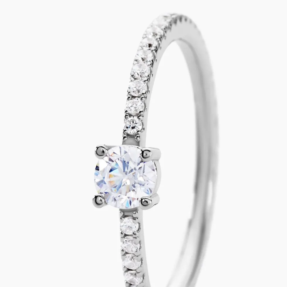 Bague Solitaire Ursi Argent Blanc Oxyde De Zirconium
