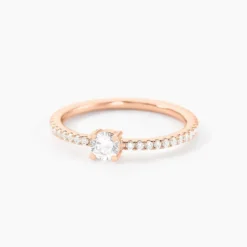 Bague Solitaire Ursi Argent Rose Oxyde De Zirconium