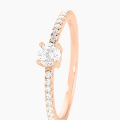 Bague Solitaire Ursi Argent Rose Oxyde De Zirconium