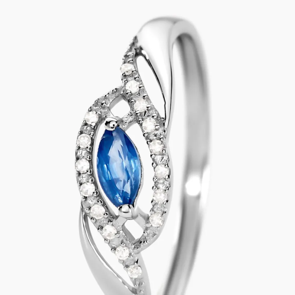 Bague Syriana Or Blanc Saphir Et Diamant