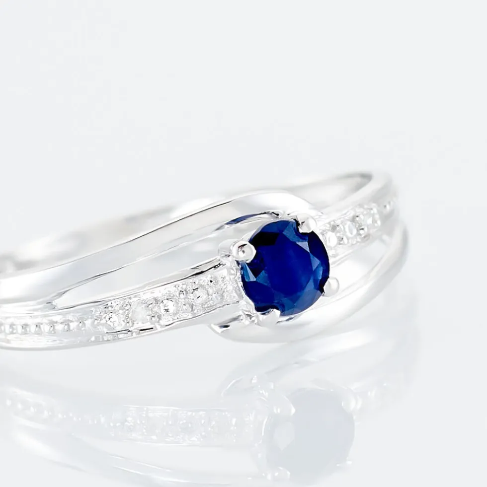 Bague Tanissia Or Blanc Saphir Et Diamant
