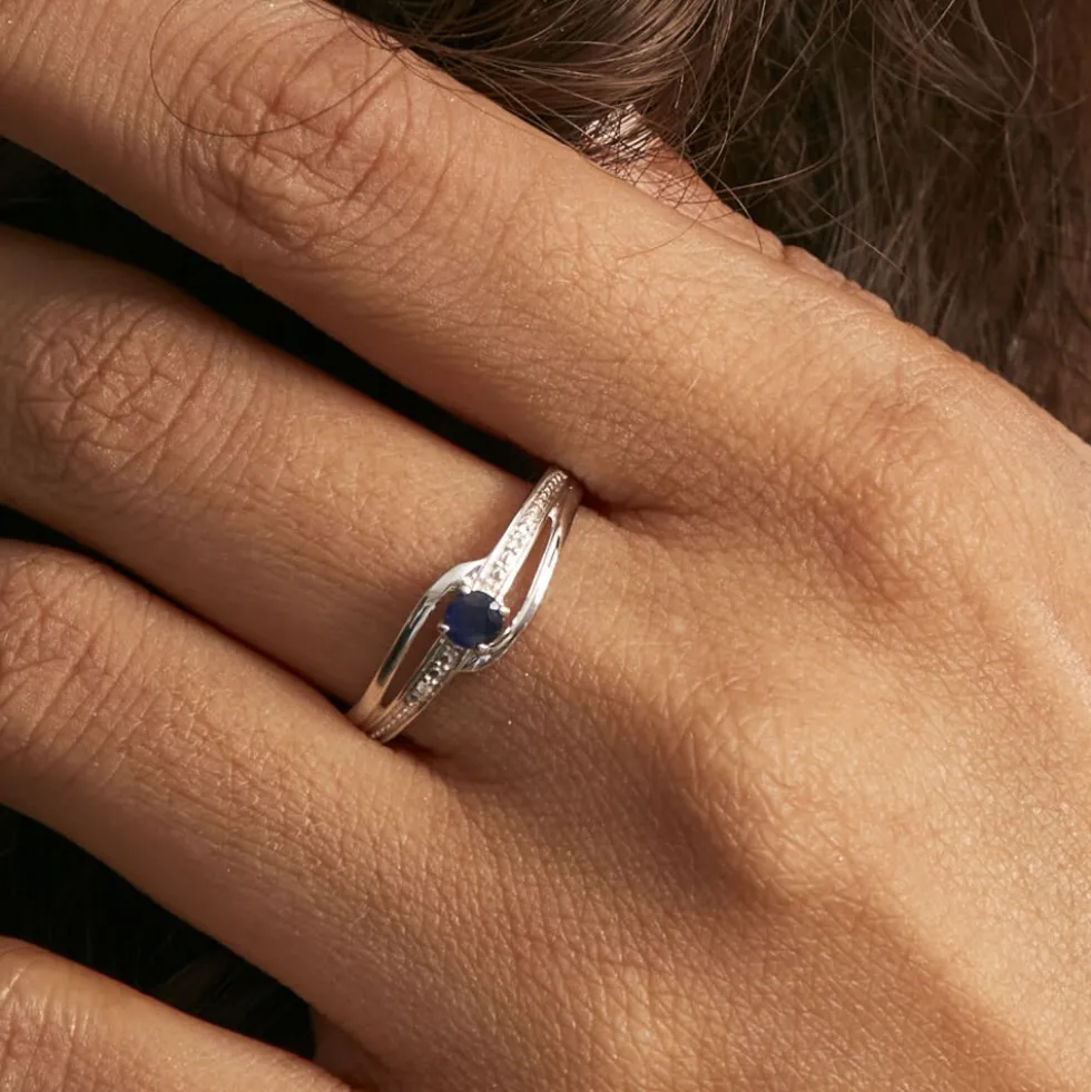 Bague Tanissia Or Blanc Saphir Et Diamant