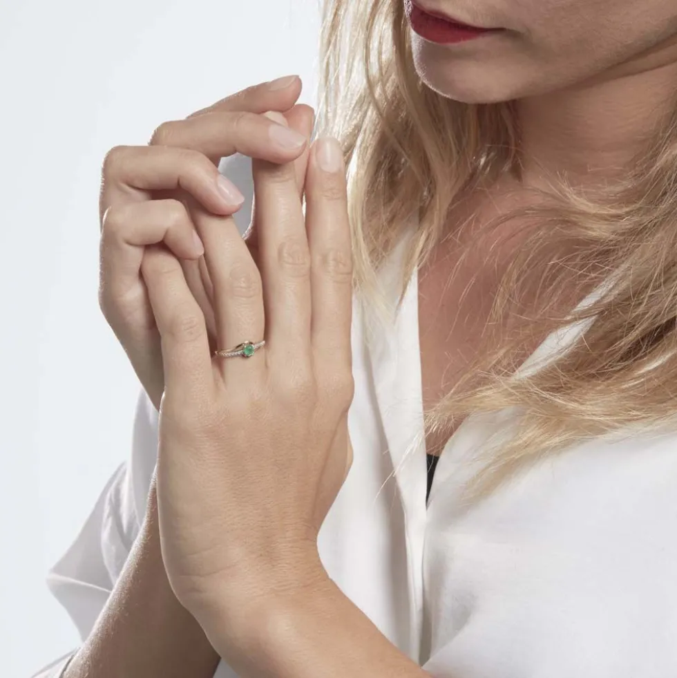 Bague Tanissia Or Jaune Emeraude