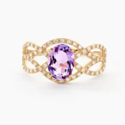 Bague Tina Or Jaune Amethyste Et Oxyde De Zirconium