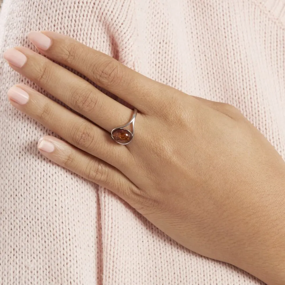 Bague Titziana Argent Blanc Ambre