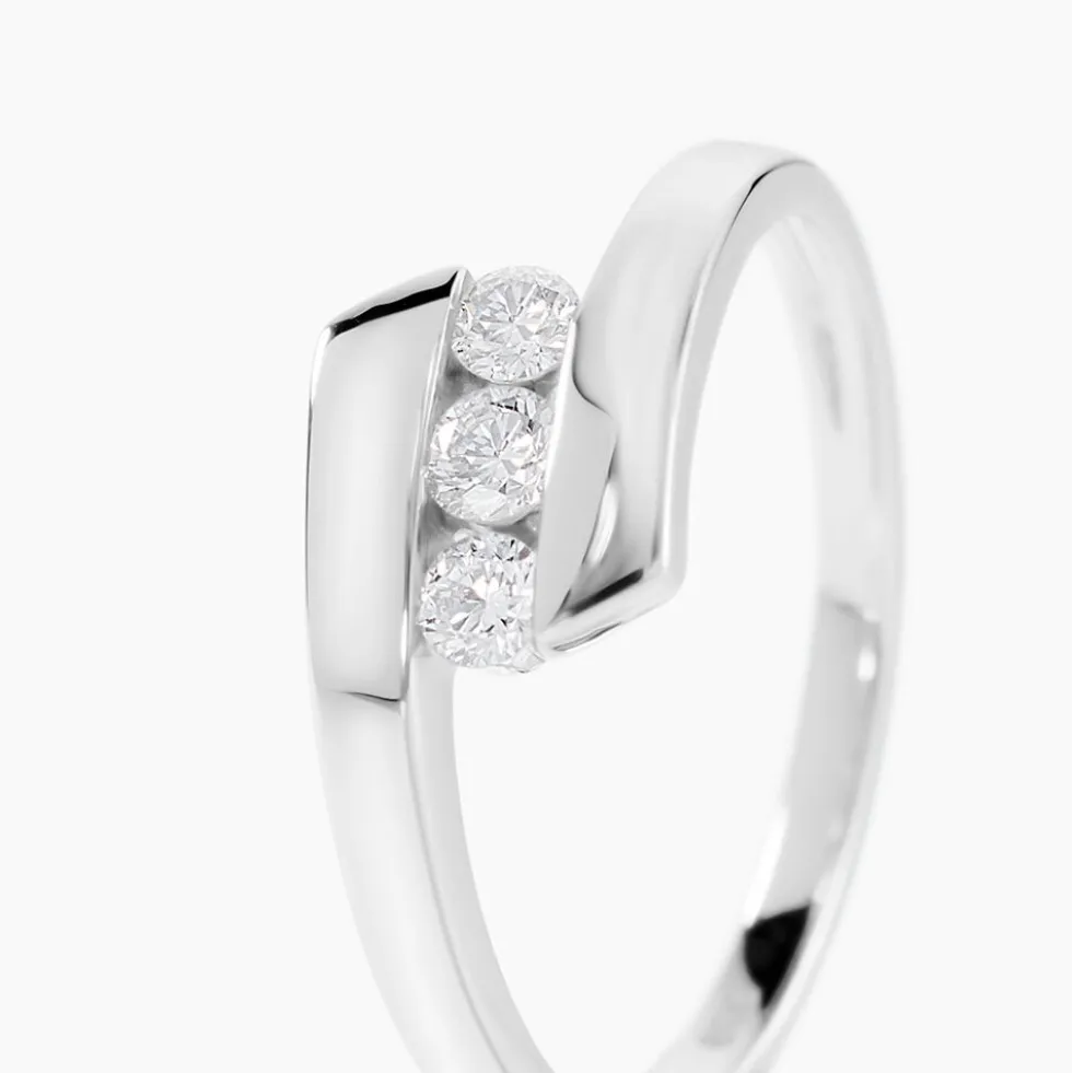 Bague Trilogie Or Blanc Diamant