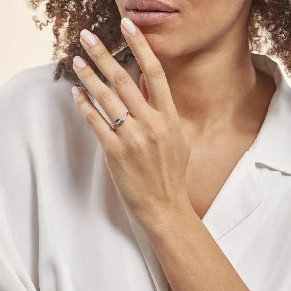 Bague Trilogie Or Blanc Diamant
