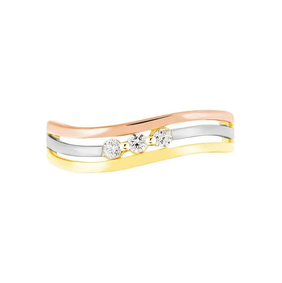 Bague Troyen Or Tricolore Diamant