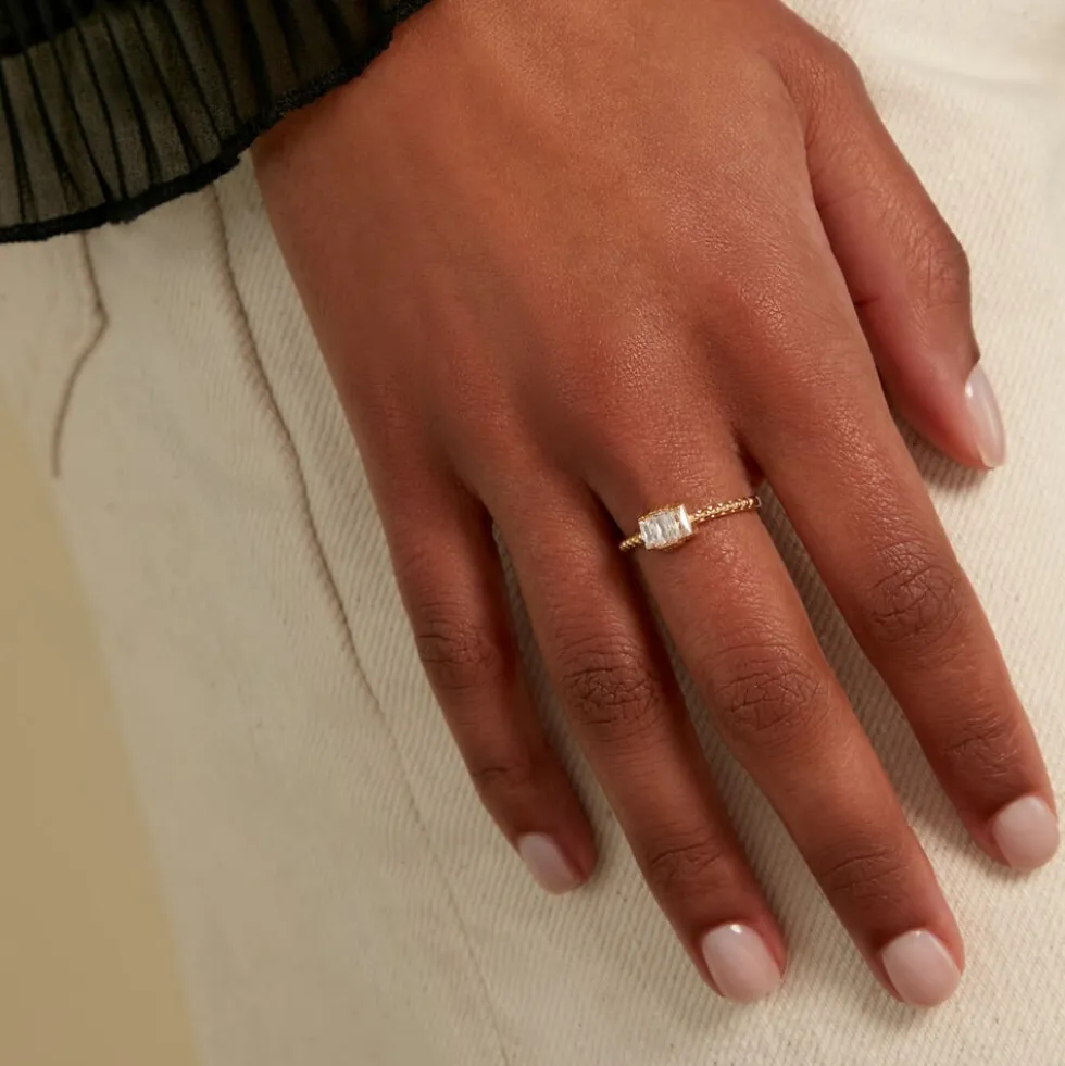 Bague Valentyne Plaque Or Jaune Oxyde De Zirconium