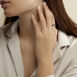 Bague Viyan Or Blanc Saphir Et Diamant