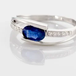 Bague Viyan Or Blanc Saphir Et Diamant
