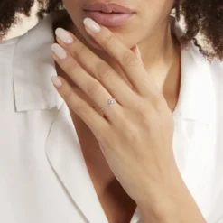 Bague Vrille Accompagnee Or Blanc Diamant
