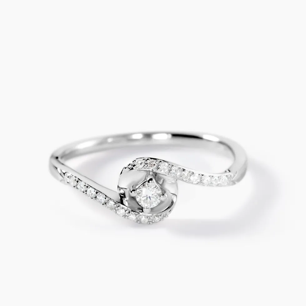Bague Vrille Accompagnee Or Blanc Diamant