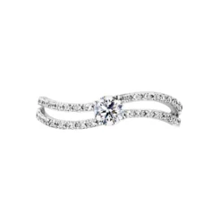 Bague Vrille Double Or Blanc Oxyde De Zirconium