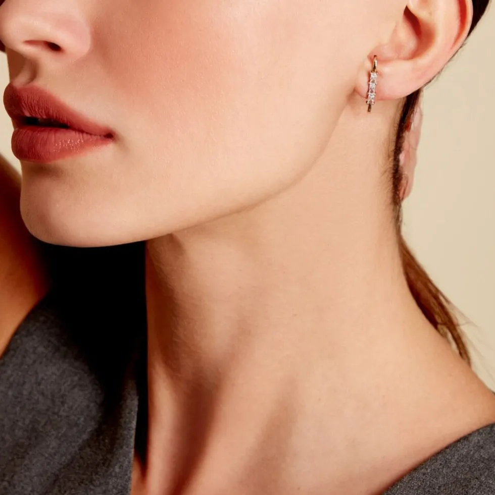 Bijou D'oreille Unitaire Alon Or Jaune Oxyde De Zirconium