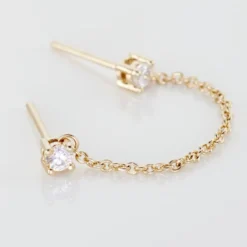 Bijou D'oreille Unitaire Pendante Plaqué Or Jaune Dofi Oxyde