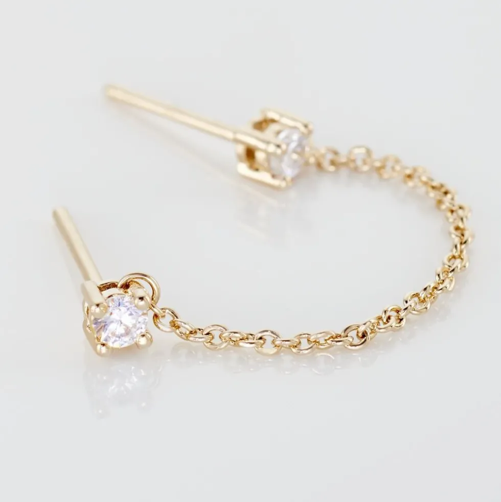Bijou D'oreille Unitaire Pendante Plaqué Or Jaune Dofi Oxyde