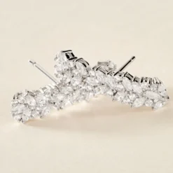 Bijoux D'oreilles Argent Blanc Precieux Flocon Oxyde De Zirconium