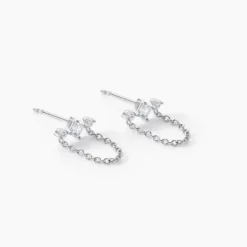 Bijoux D'oreilles Desert Argent Blanc Oxyde De Zirconium