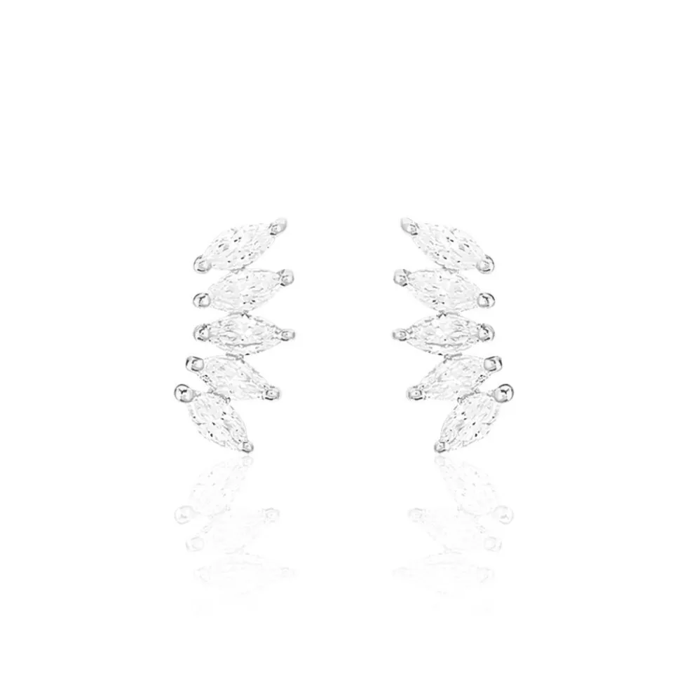 Bijoux D'oreilles Edma Or Blanc Oxyde De Zirconium