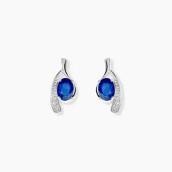 Bijoux D'oreilles Emotion Or Blanc Saphir Diamant