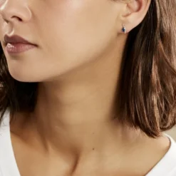 Bijoux D'oreilles Emotion Or Jaune Saphir Diamant
