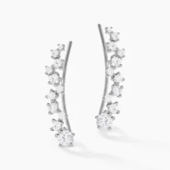 Bijoux D¿oreilles Grimpants Enza Argent Blanc Oxyde De Zirconium