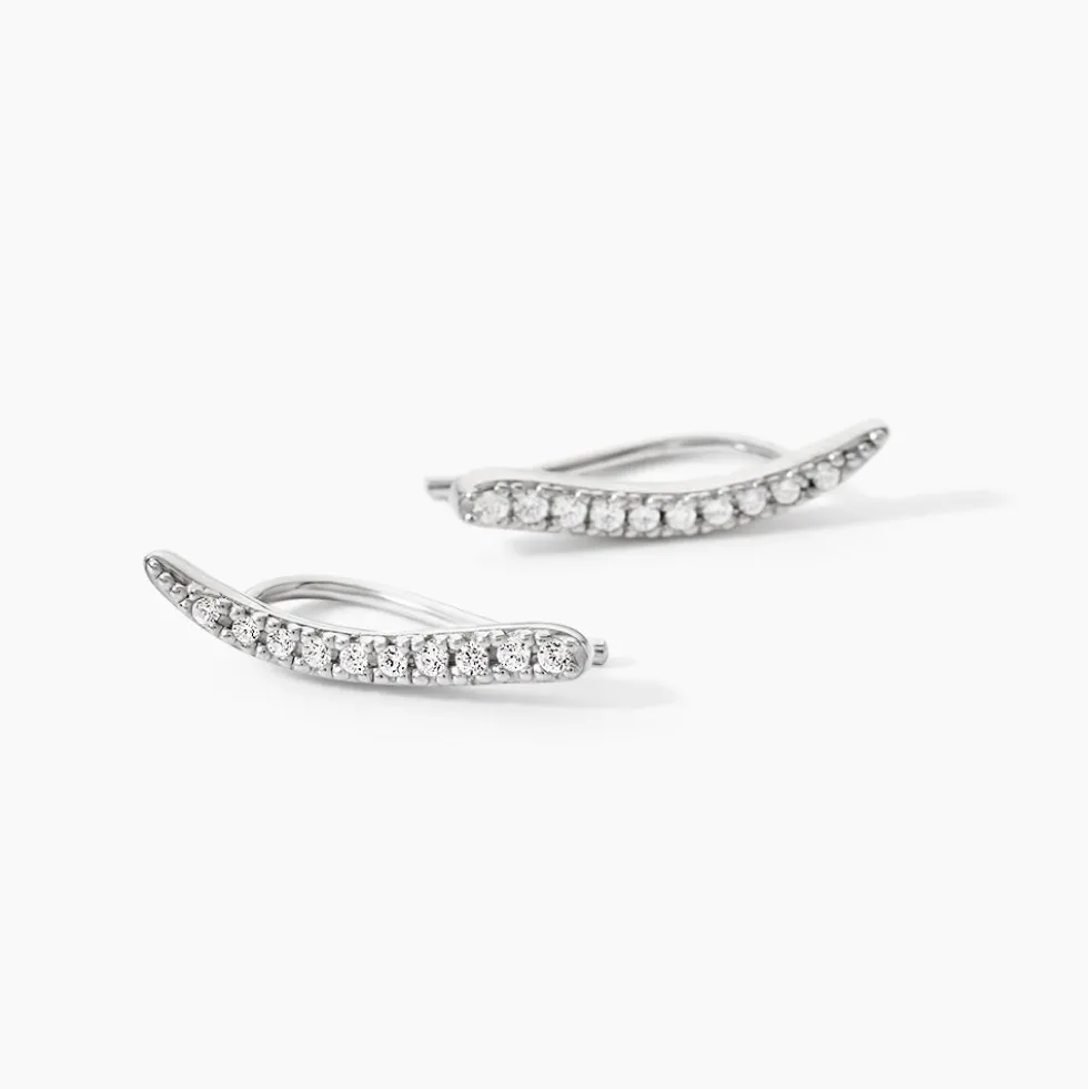 Bijoux D'oreilles Grimpants Gracelle Argent Blanc Oxyde De Zirconium