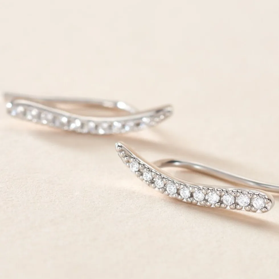 Bijoux D'oreilles Grimpants Gracelle Argent Blanc Oxyde De Zirconium