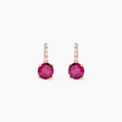 Bijoux D'oreilles Monroe Or Rose Rhodolite Oxyde De Zirconium