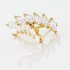 Bijoux D'oreilles Sparkle Or Jaune Oxyde De Zirconium