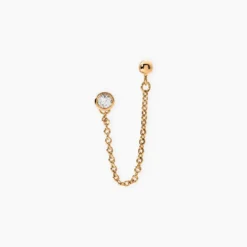 Bijoux D'oreille Unitaire Pendante Plaqué Or Jaune Dofi Oxyde