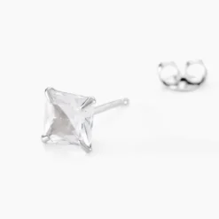 Boucle D'oreille Puce Unitaire Paco Argent Blanc Oxyde De Zirconium