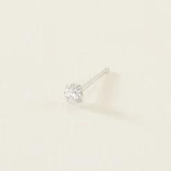 Boucle D'oreille Puce Unitaire Niels Argent Blanc Oxyde De Zirconium