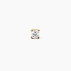 Boucle D'oreille Puce Unitaire Adam Plaqué Or Jaune Oxyde De Zirconium