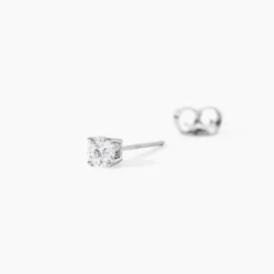 Boucle D'oreille Puce Unitaire Victoria Or Blanc Diamant
